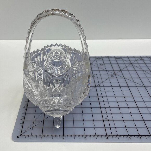 Echt Bleikristall Hand Cut Clear Lead Crystal Footed Basket Bird Collection MCM - Picture 9 of 10